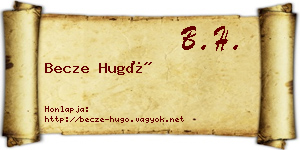 Becze Hugó névjegykártya